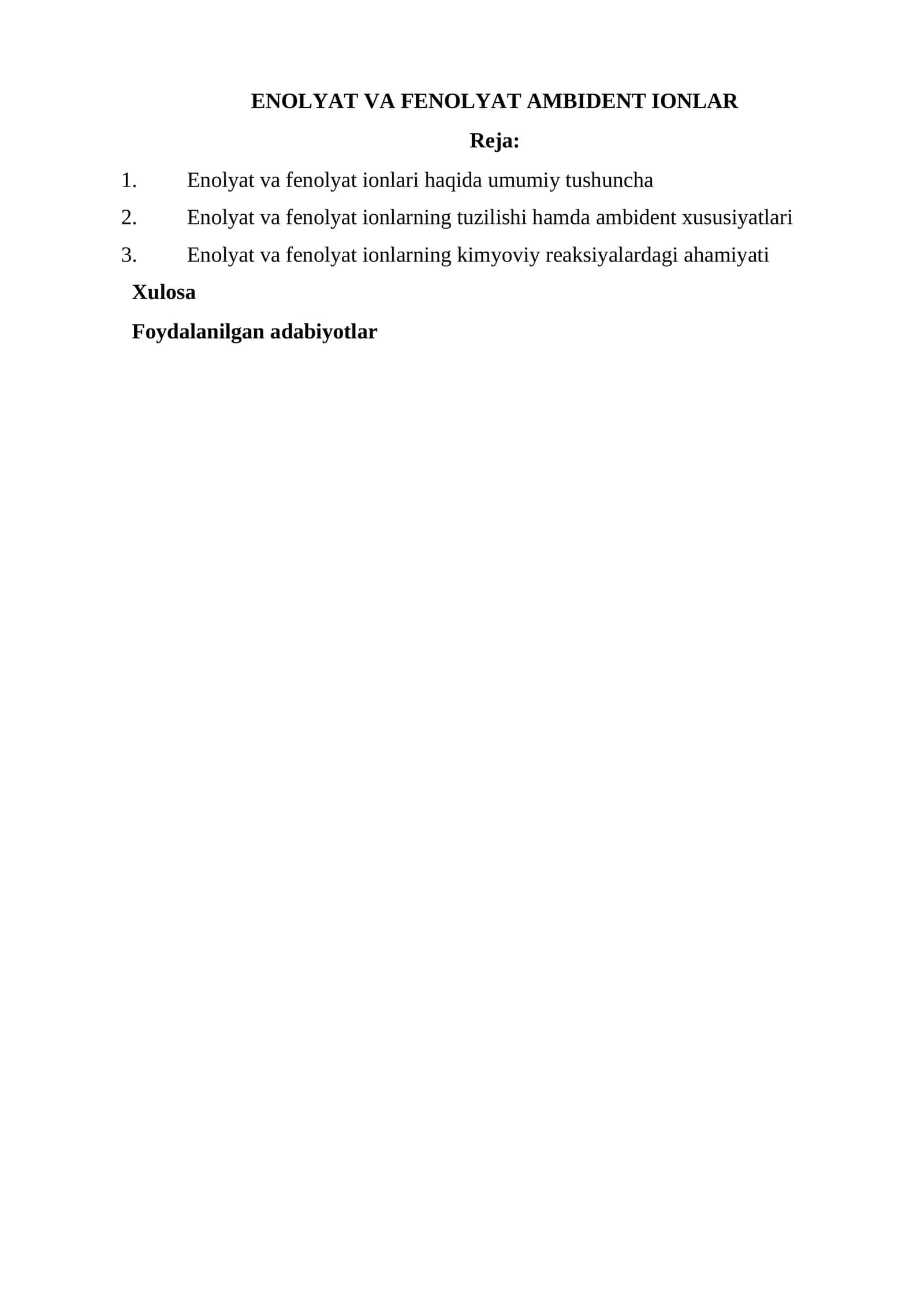 Enolyat va fenolyat ionlari haqida umumiy tushuncha 1