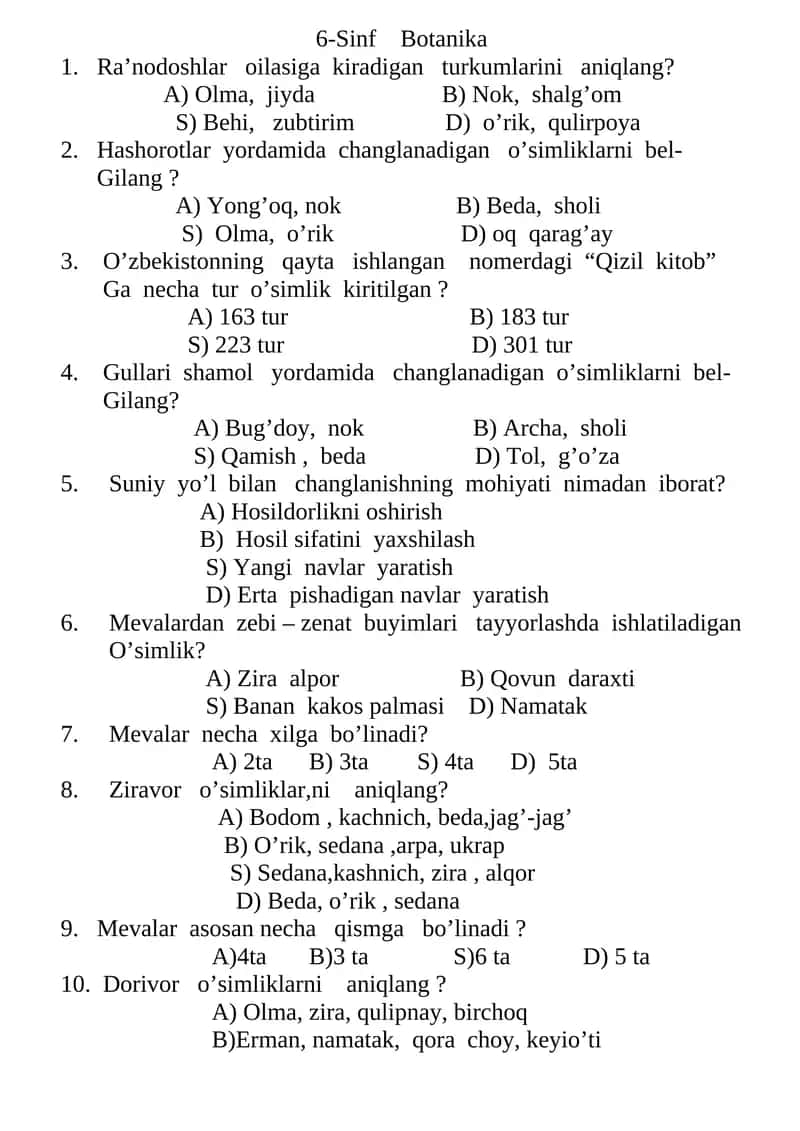 6-Sinf Botanika 1