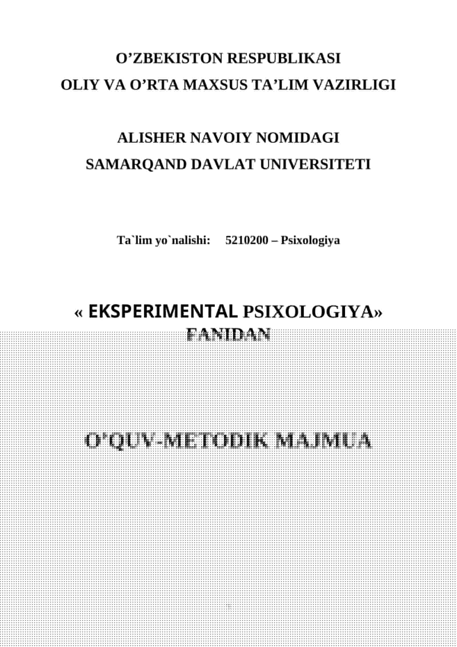 EKSPERIMENTAL PSIXOLOGIYA 1