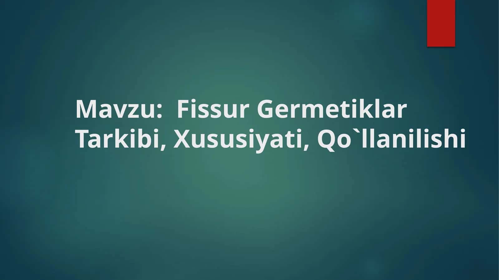 Fissur Germetiklar. 1