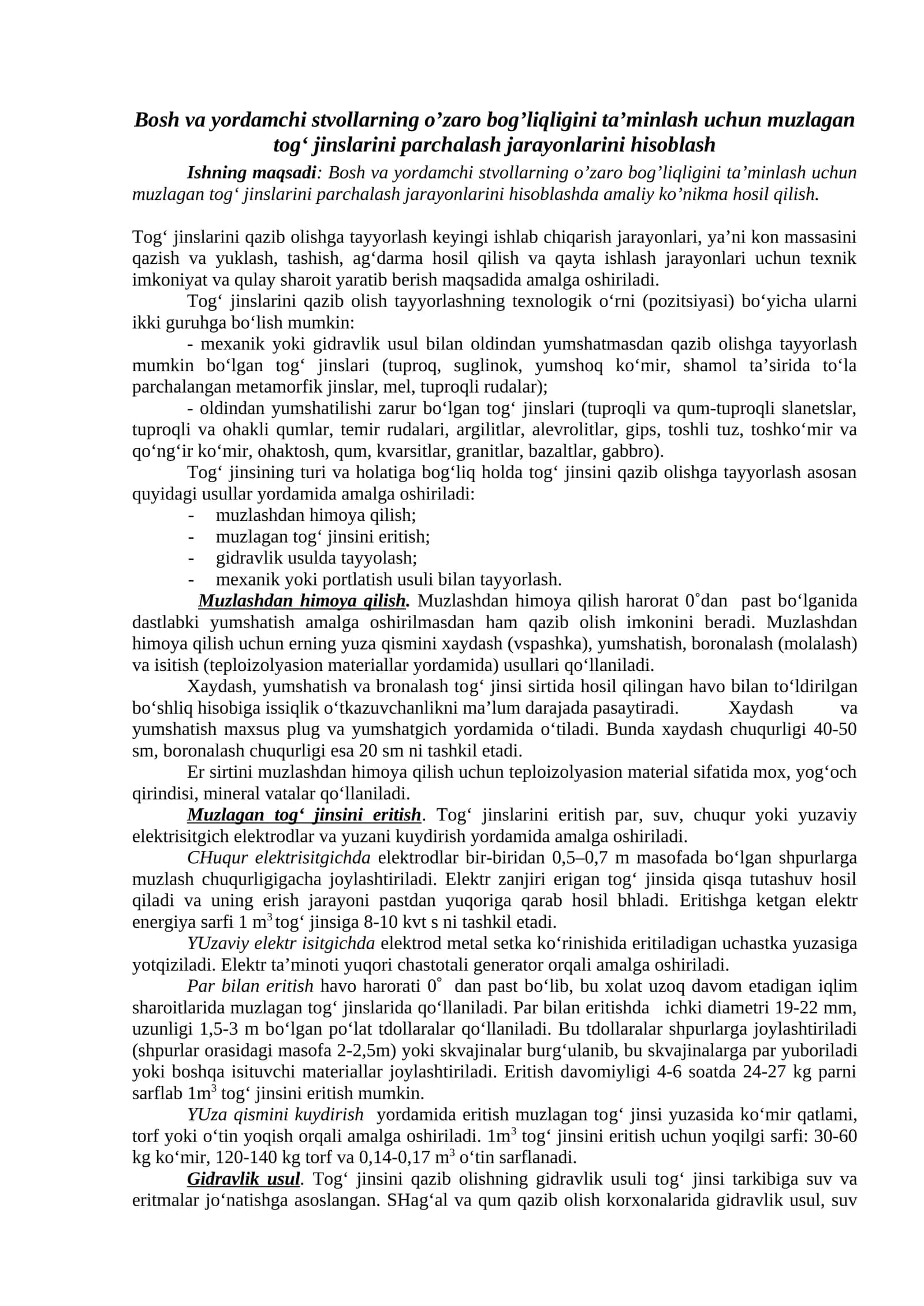 Tog' jinslarini qazib olish 1