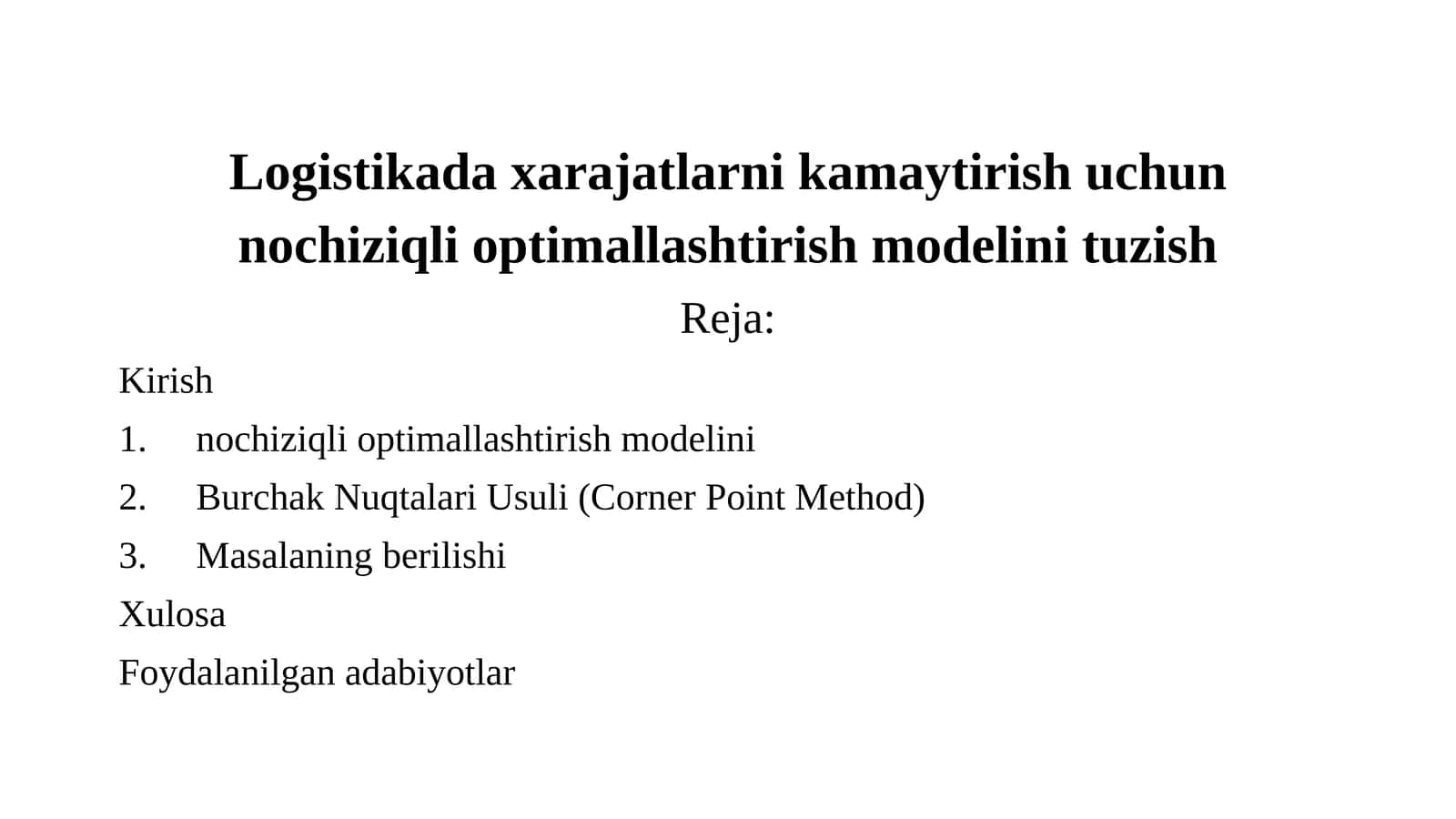 Nochiziqli optimallashtirish modelini tuzish 1