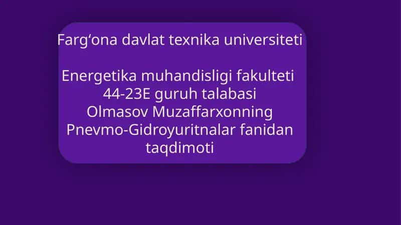 Pnevmo-Gidroyuritnalar fanida 1