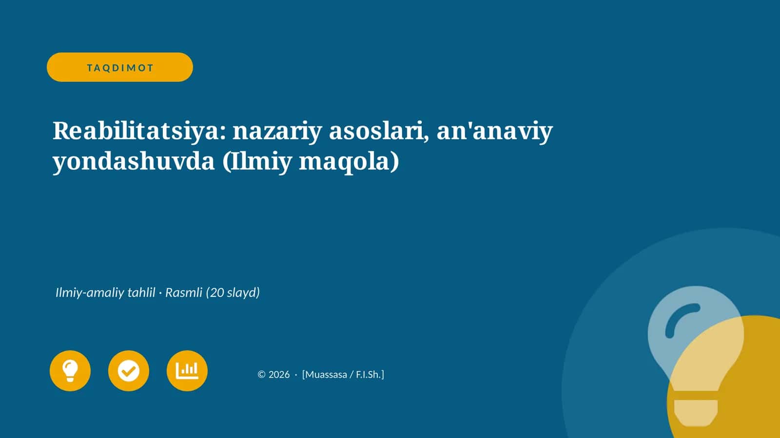 Reabilitatsiya: nazariy asoslari, an'anaviy yondashuvda (Ilmiy maqola) 1