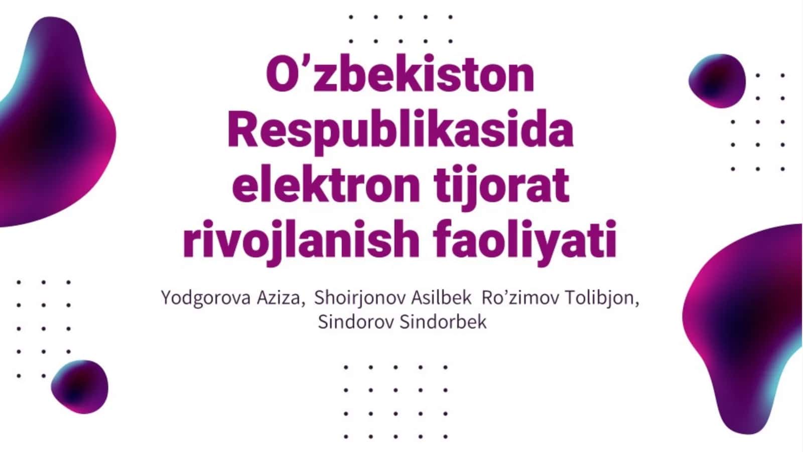 Elektron tijoratning O‘zbekistondagi statistik ko‘rsatkichlari 1