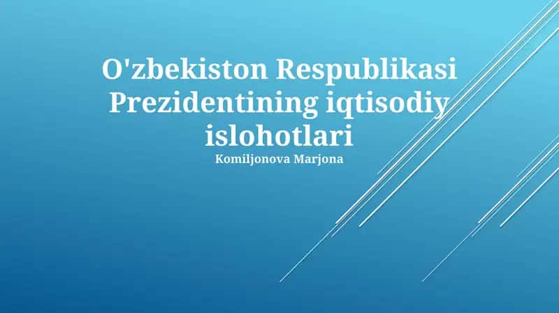 O'zbekiston Respublikasi Prezidentining iqtisodiy islohotlari 1