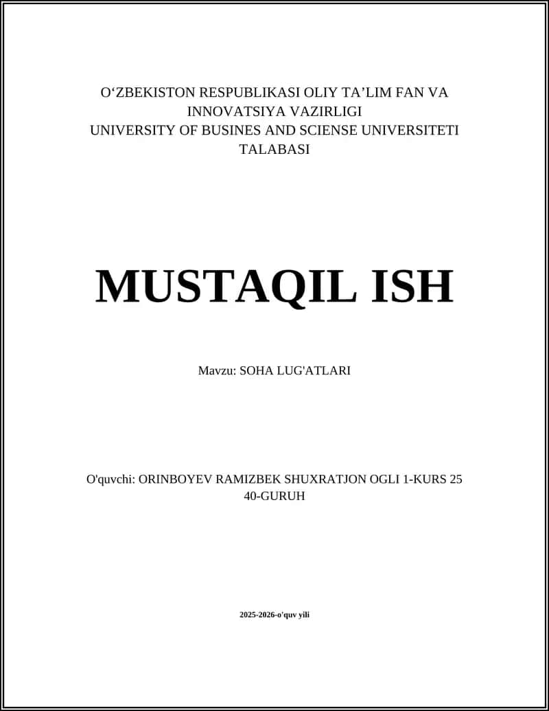 Soha Lug'atlari 1