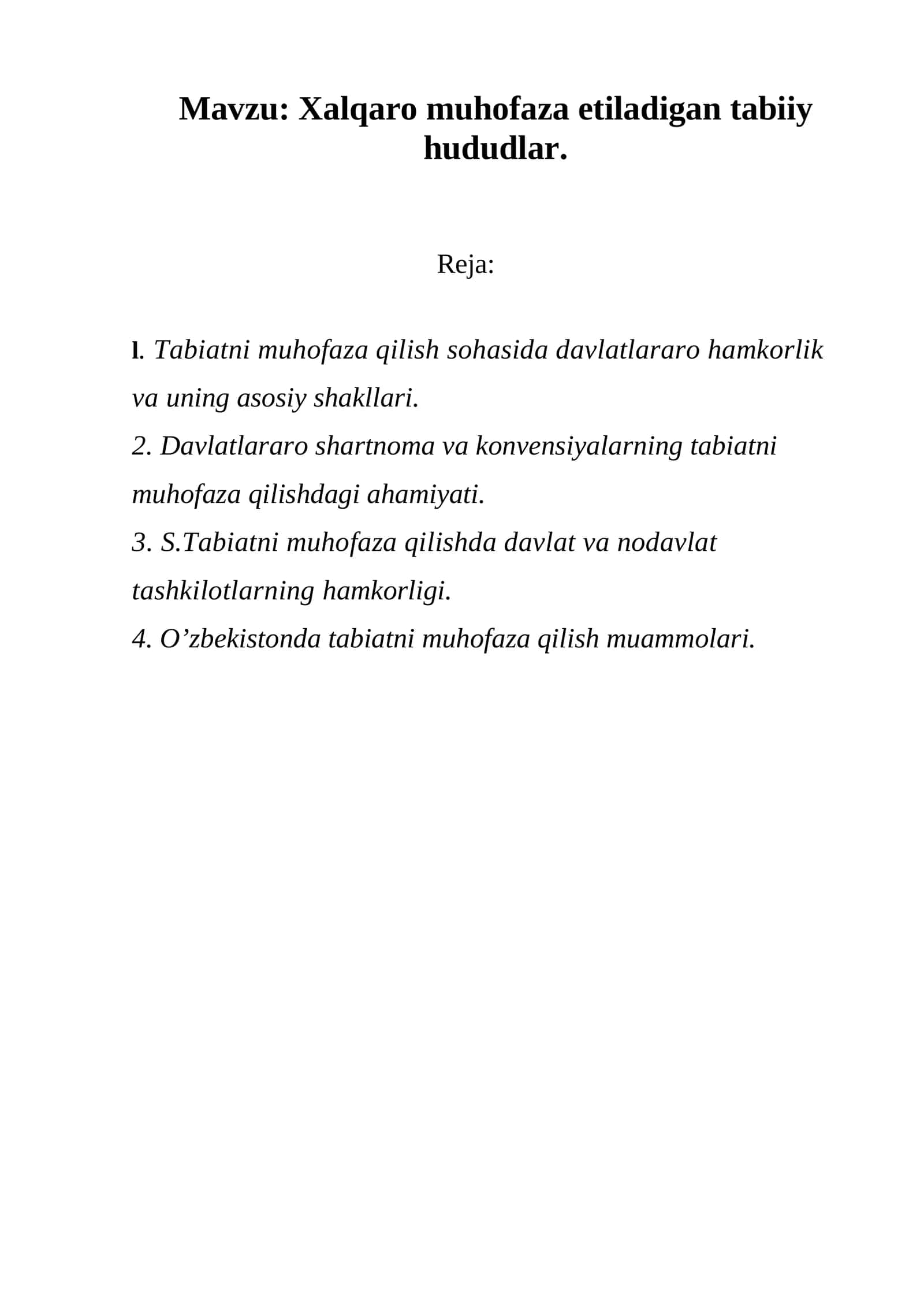 Tabiatni muhofaza qilish 1