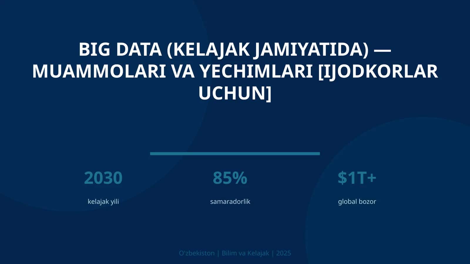 Big Data (Kelajak jamiyatida) - Muammolari va yechimlari [ijodkorlar uchun] 1