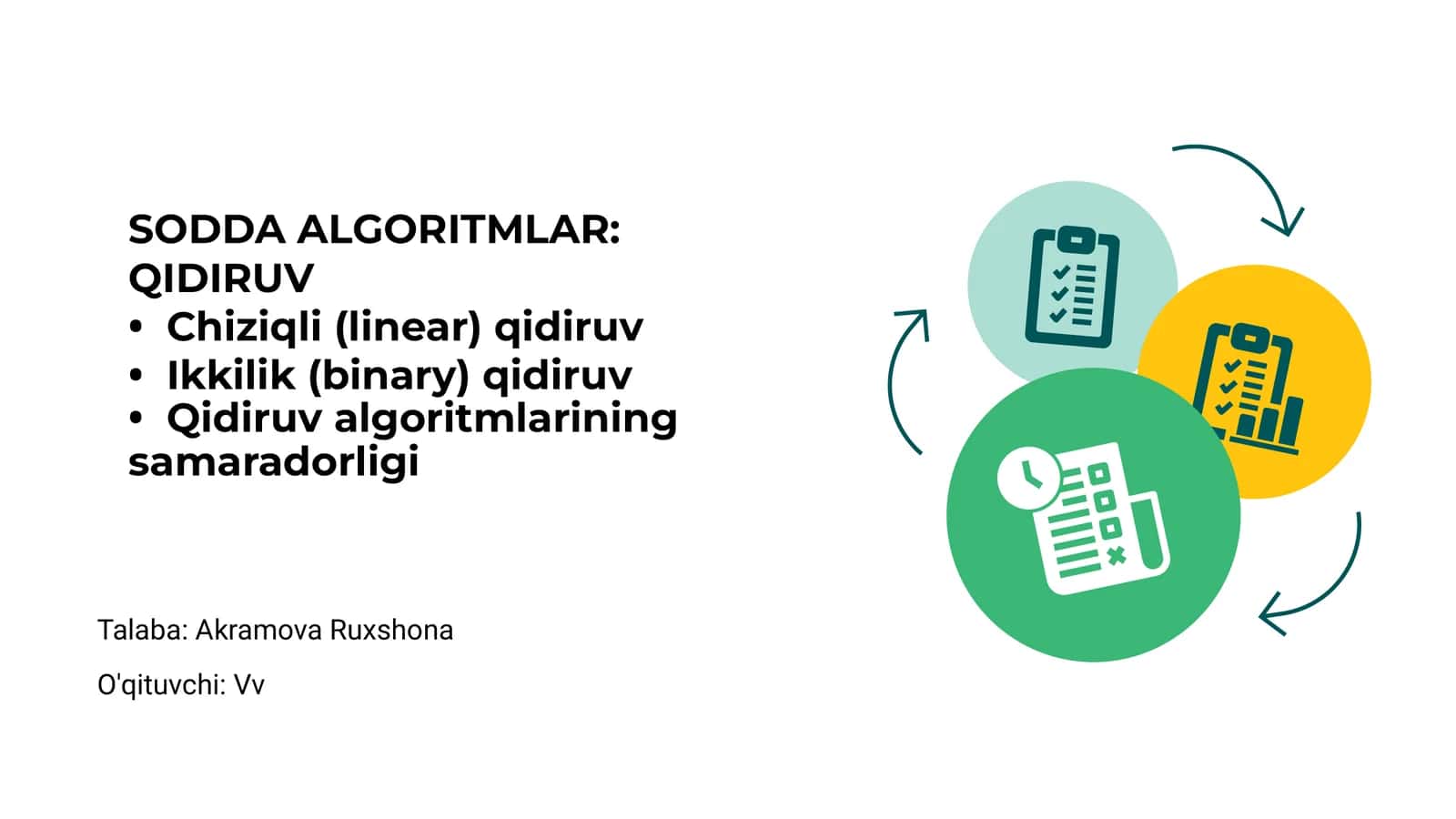 SODDA ALGORITMLAR: QIDIRUV 1