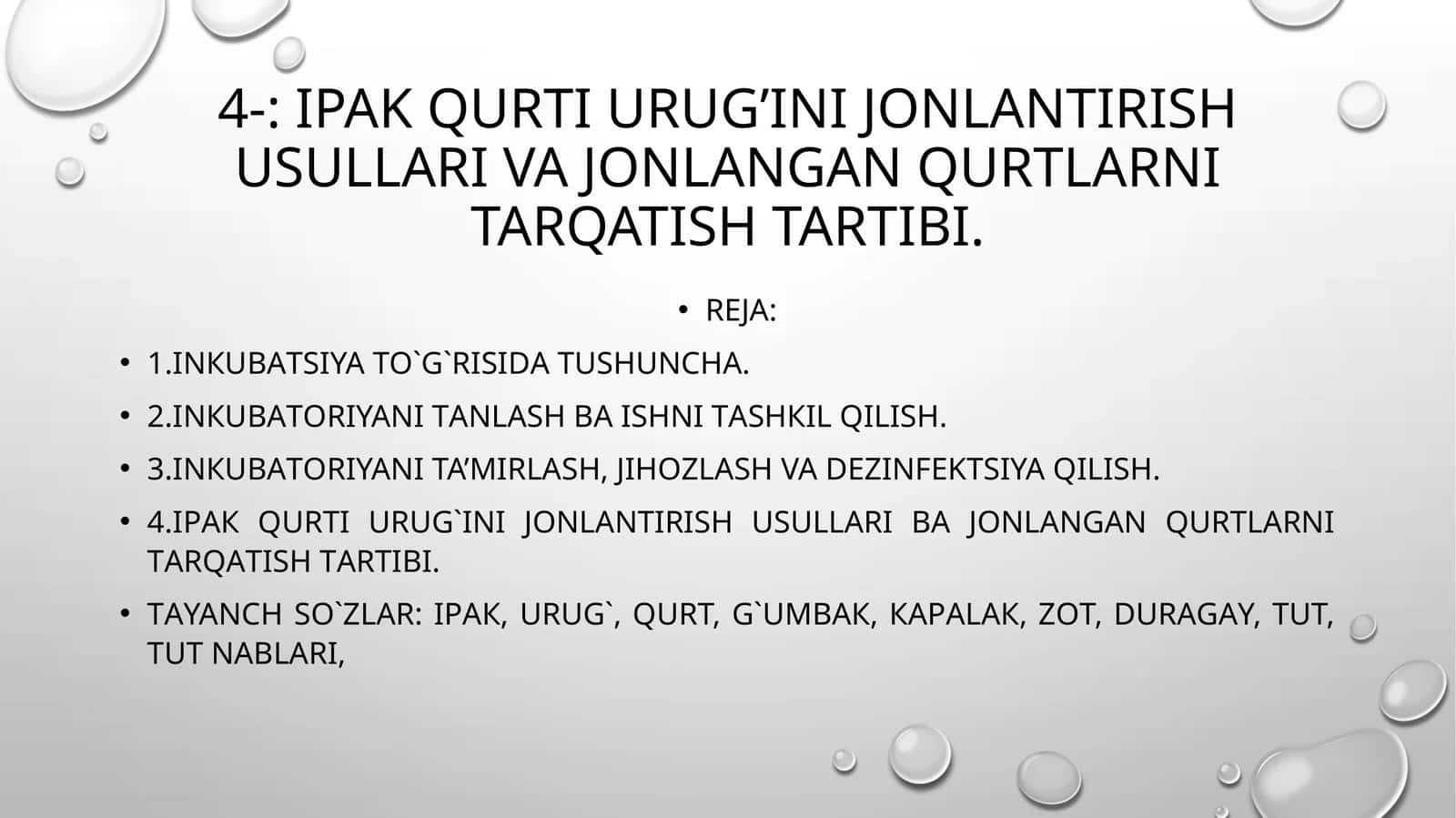 Ipak qurtini jonlantirish usullari va jonlangan qurtlarni tarqatish tartibi 1