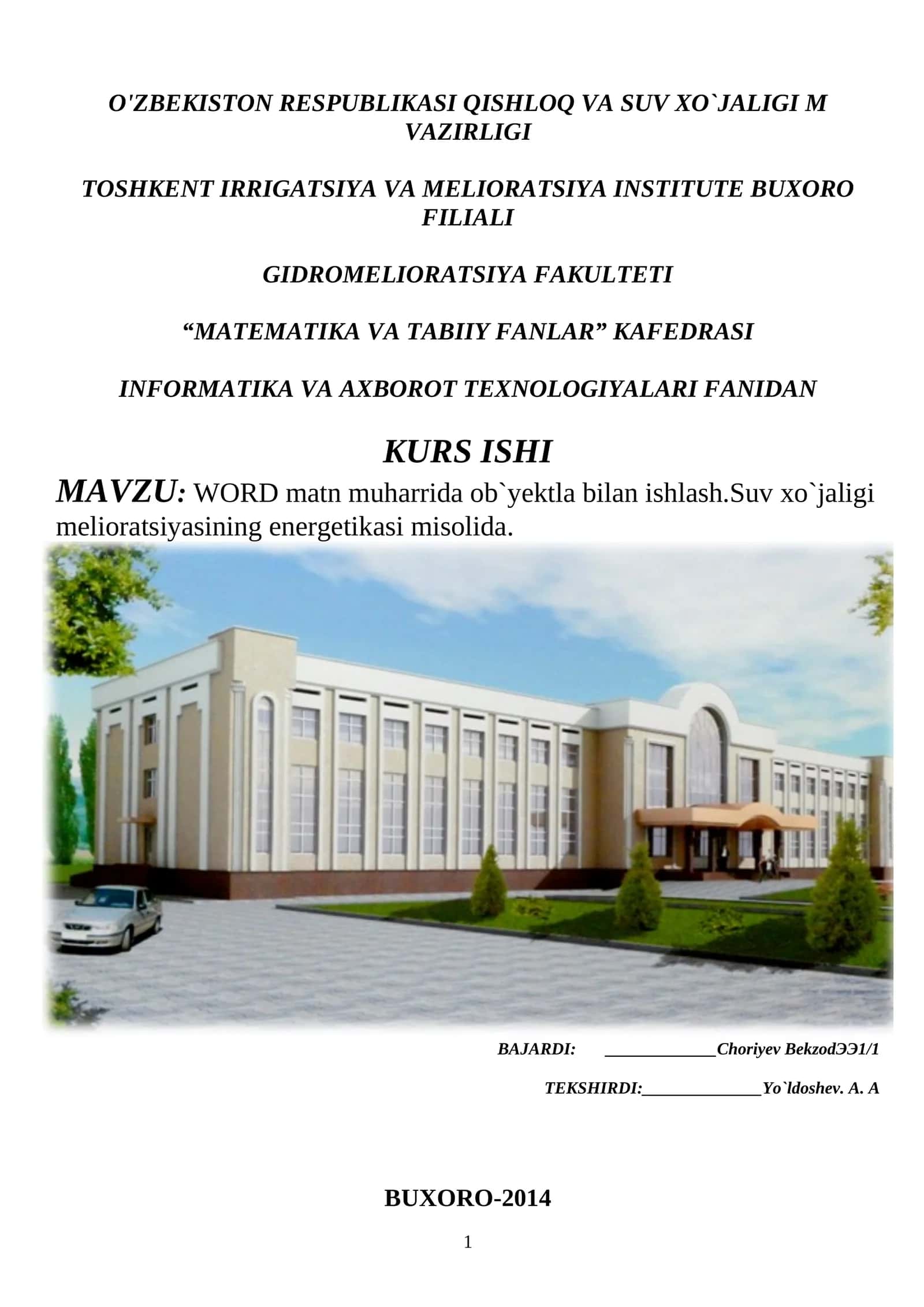 WORD matn muharrida ob`yektla bilan ishlash 1