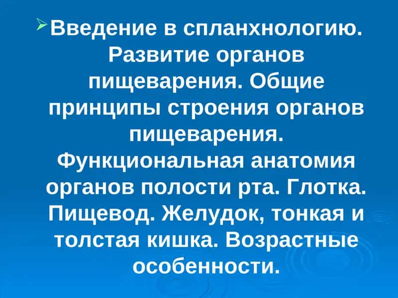 Введение в спланхнологию 1
