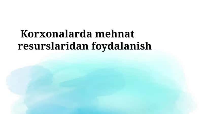 Mehnat Resurslari Bilan Ta'minlash 1