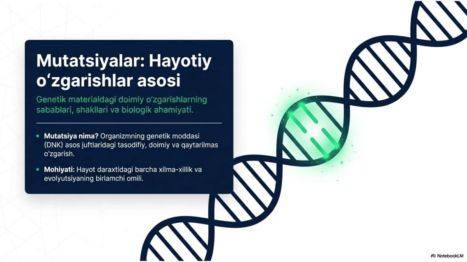 Mutatsiyalar: sabablari, shakllari, ahamiyati va biologik oqibatlari 1