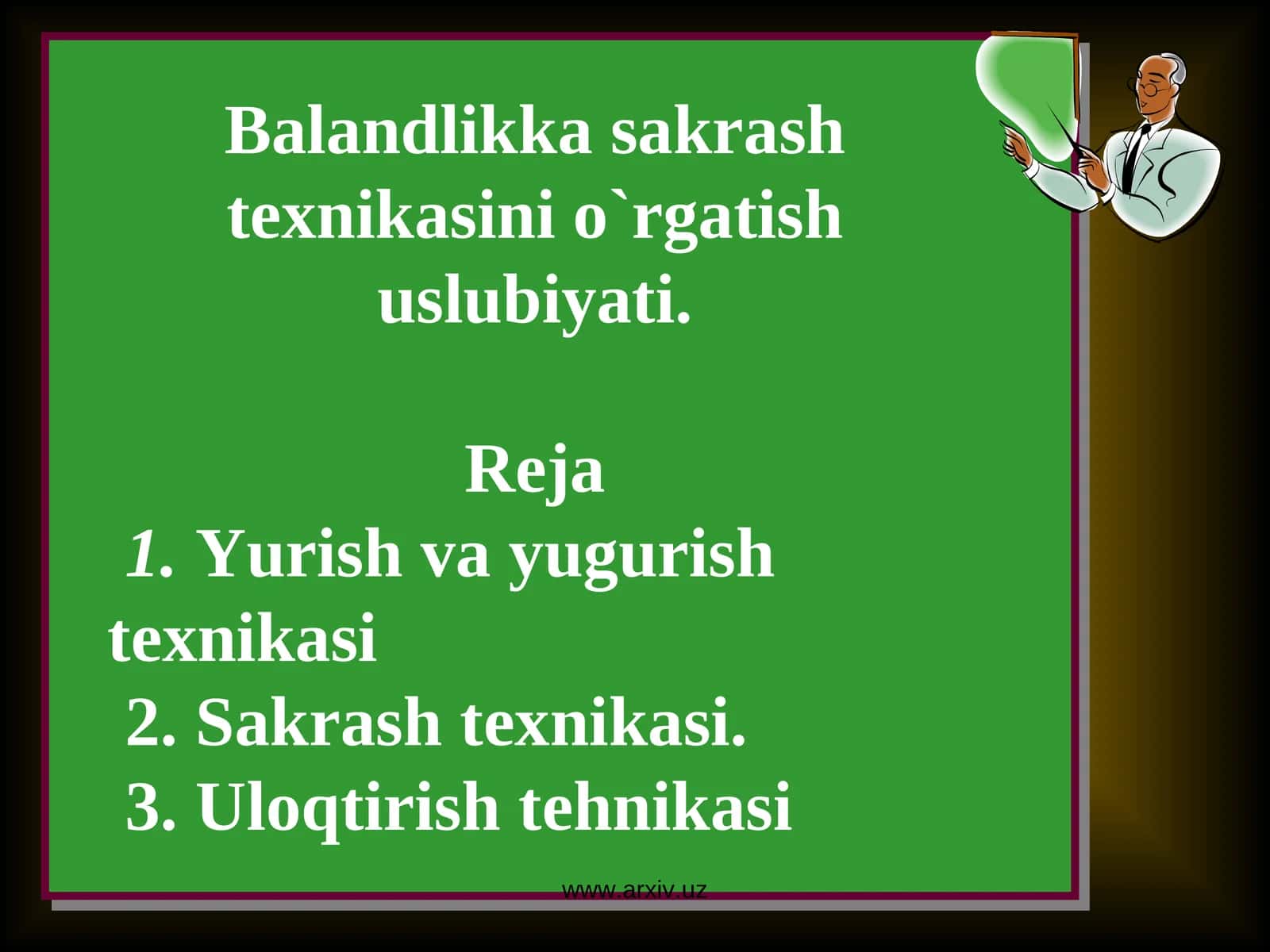 Balandlikka sakrash texnikasini o`rgatish uslubiyati 1