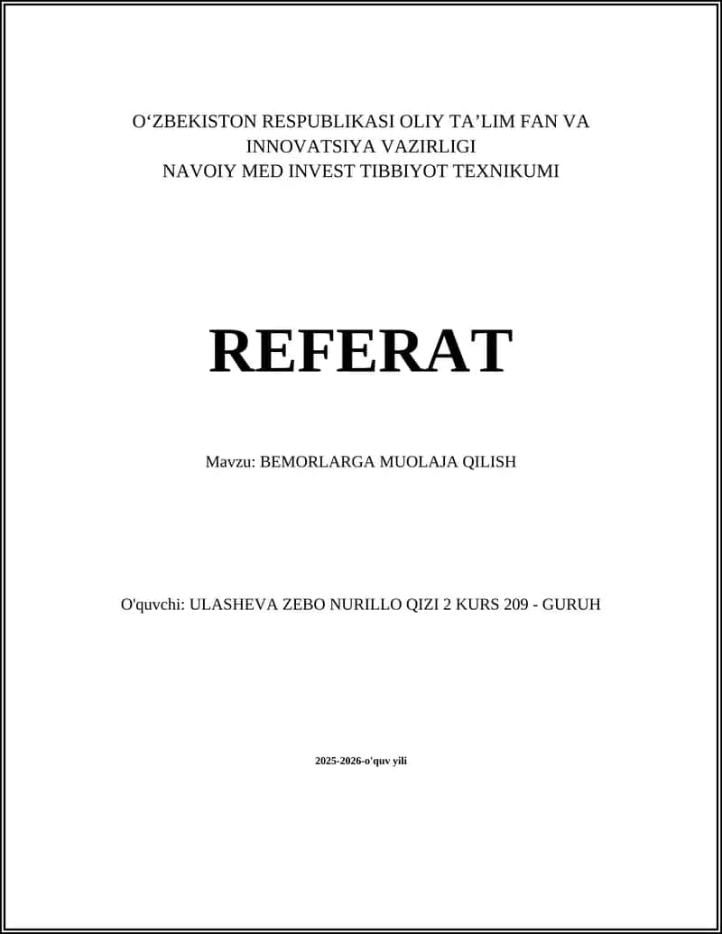 BEMORLARGA MUOLAJA QILISH 1