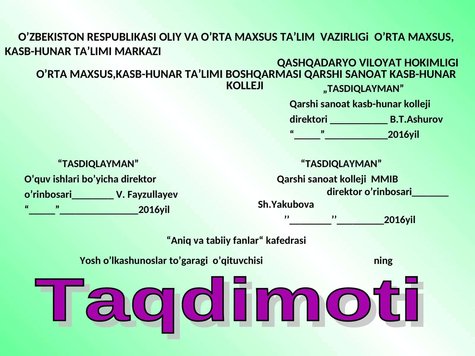 Aniq va tabiiy fanlar 1