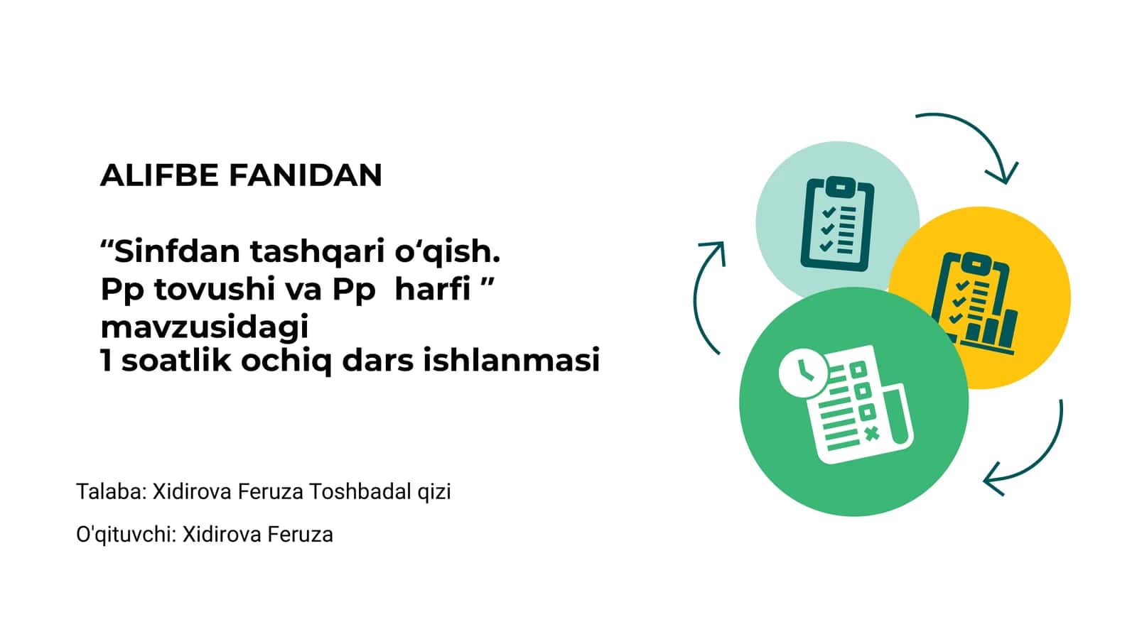 "Sinfdan tashqari o‘qish. Pp tovushi va Pp harfi" mavzusidagi 1