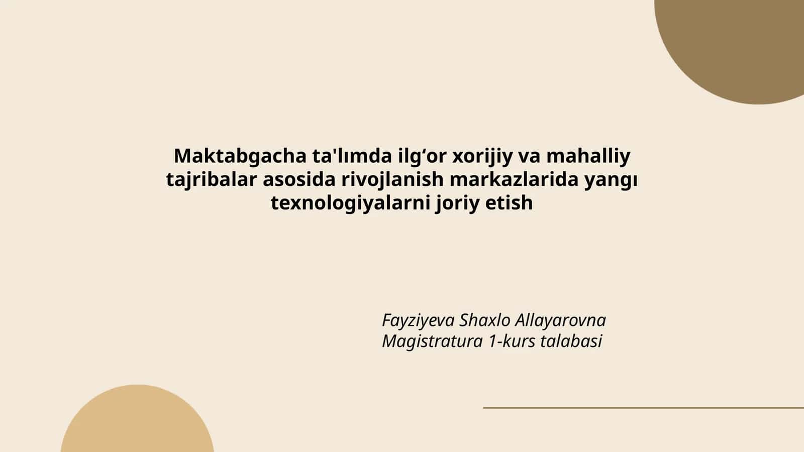 Markazlarida yangı texnologiyalarni joriy etish 1