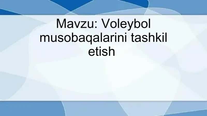 Voleybol musobaqalarini tashkil etish 1