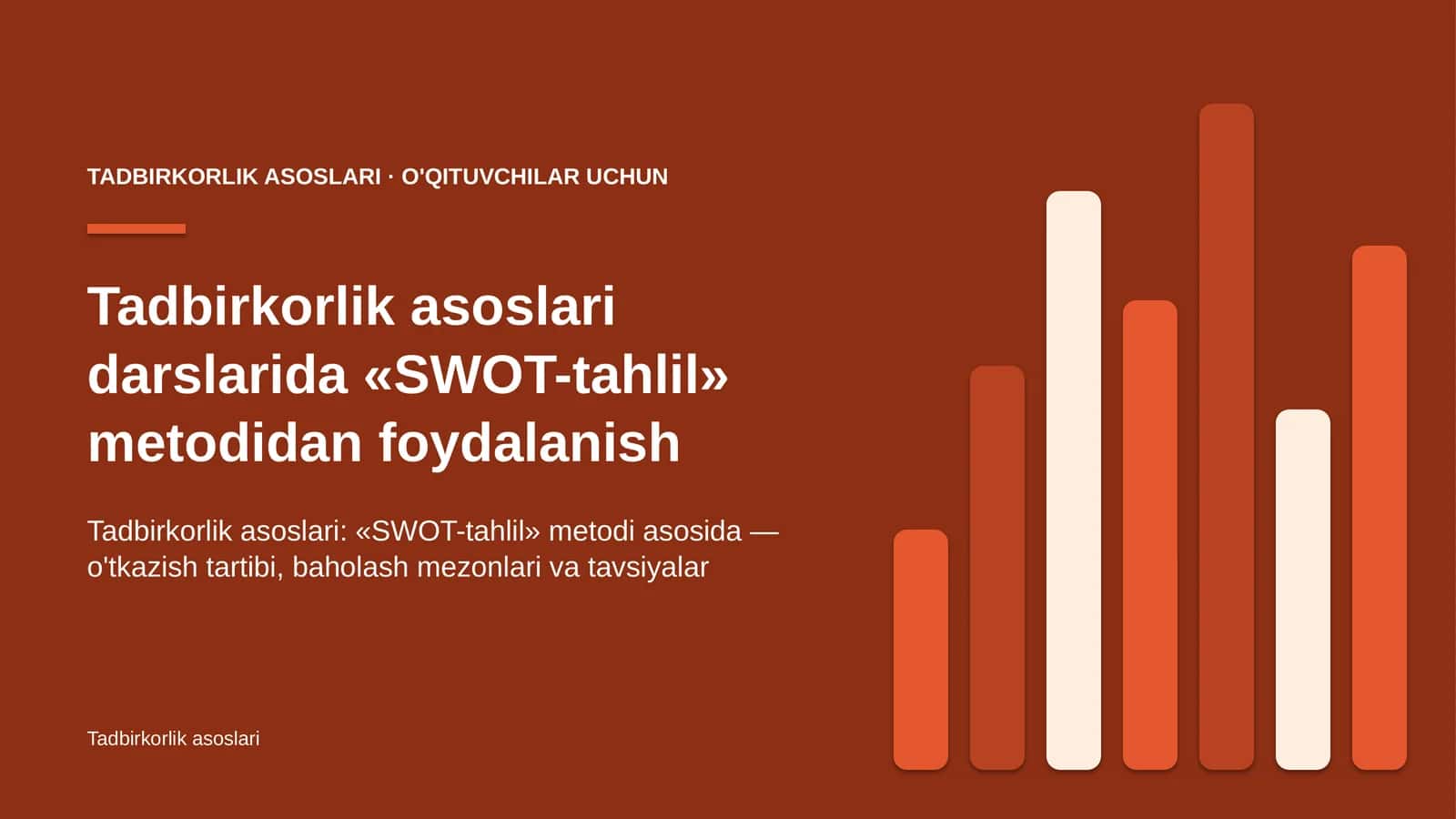 tadbirkorlik asoslari darslarida swot tahlil metodidan foydalanish 9641 1