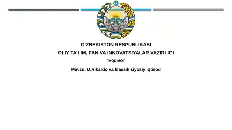 Devid Rikardo va Klassik Siyosiy Iqtisod