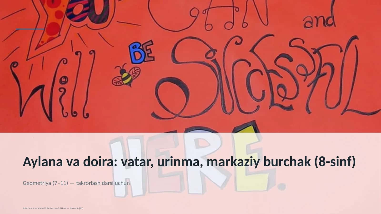 Aylana va doira: vatar, urinma, markaziy burchak (8-sinf) 1