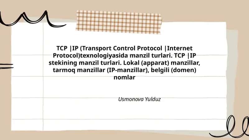 TCP |IP (Transport Control Protocol |Internet Protocol) manzil turlari 1
