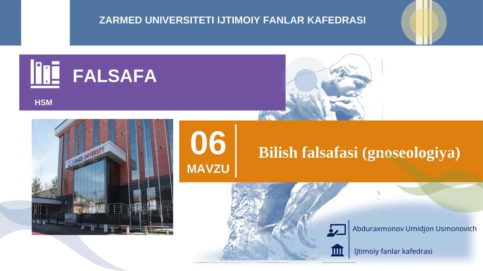 Bilish Falsafasi (Gnoseologiya) 1