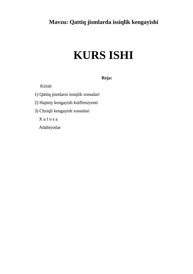 Qattiq jismlarda issiqlik kengayishi 1