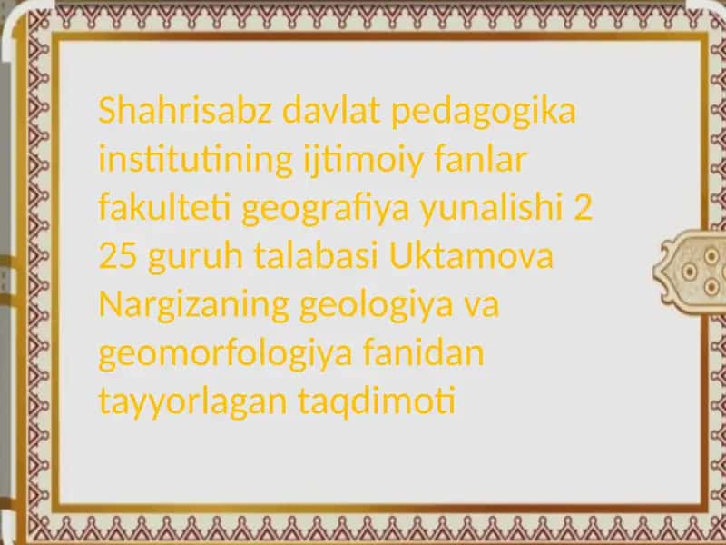 Geologiya va geomorfologiya 1