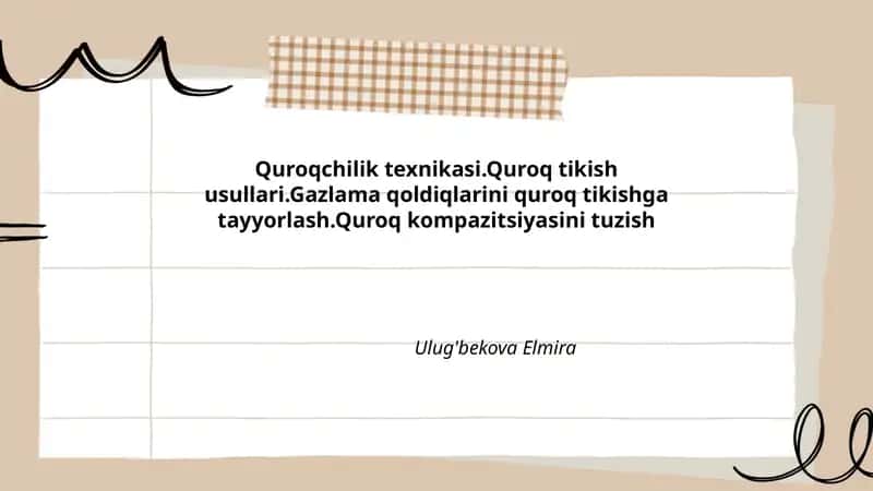 Quroqchilik texnikasi 1