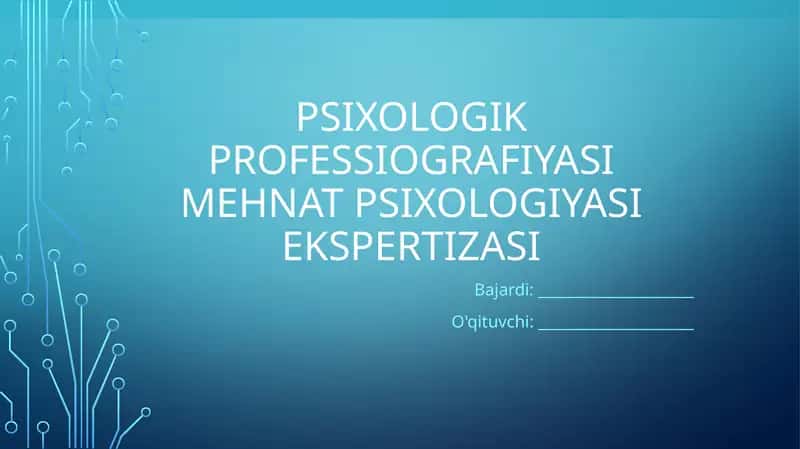 Psixologik professiografiyasi mehnat psixologiyasi ekspertizasi 1