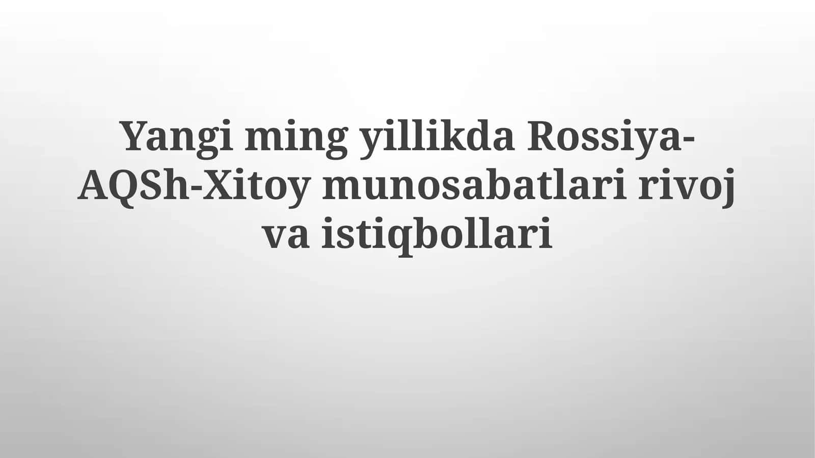 Kelajak istiqbollari va stsenariylari 1