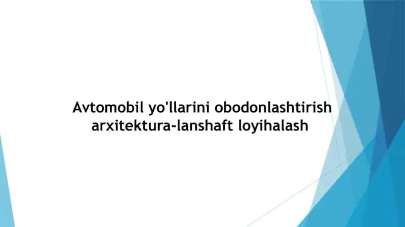 Avtomobil yo'llarini obodonlashtirish arxitektura-lanshaft loyihalash 1