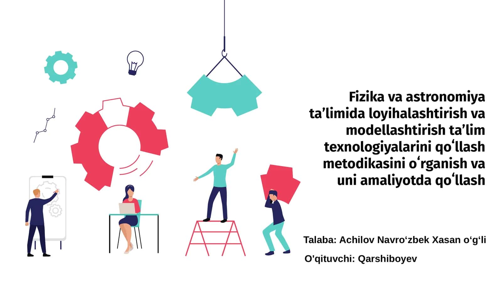 Fizika va astronomiya taʼlimida loyihalashtirish va modellashtirish taʼlim texnologiyalarini qoʻllash metodikasini oʻrganish va uni amaliyotda qoʻllash 1