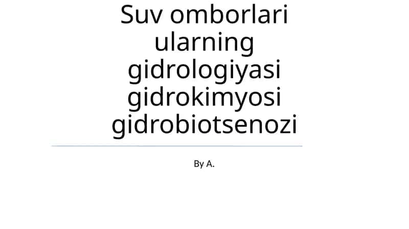 Ko'l suvi omborlari 1
