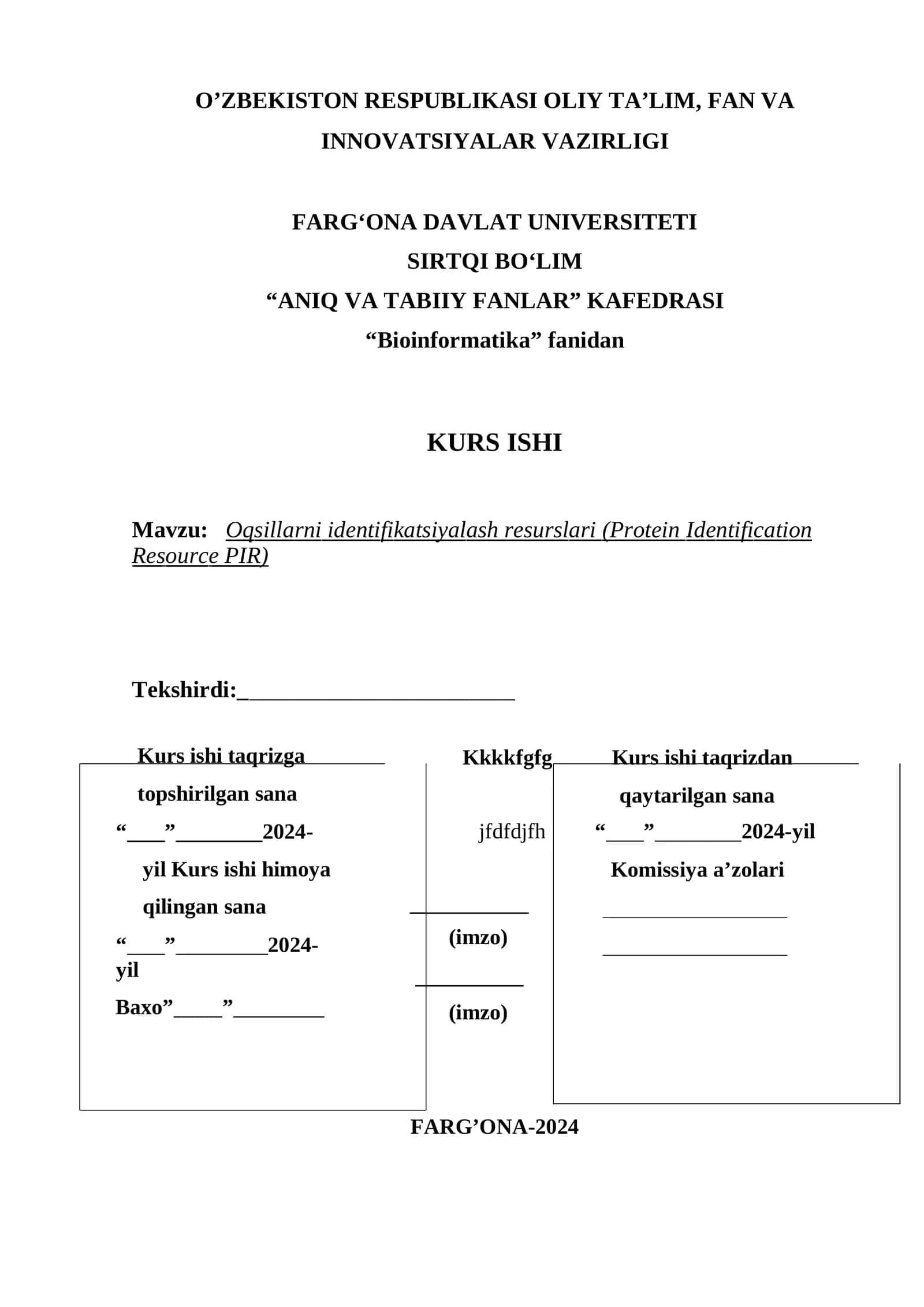 Oqsillarni identifikatsiyalash resurslari (Protein Identification Resource PIR) 1
