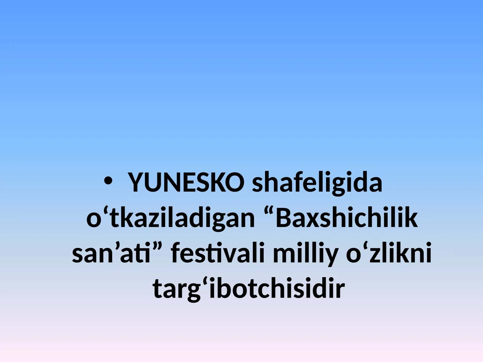 YUNESKO shafeligida o‘tkaziladigan “Baxshichilik san’ati” festivali milliy o‘zlikni targ‘ibotchisidir 1