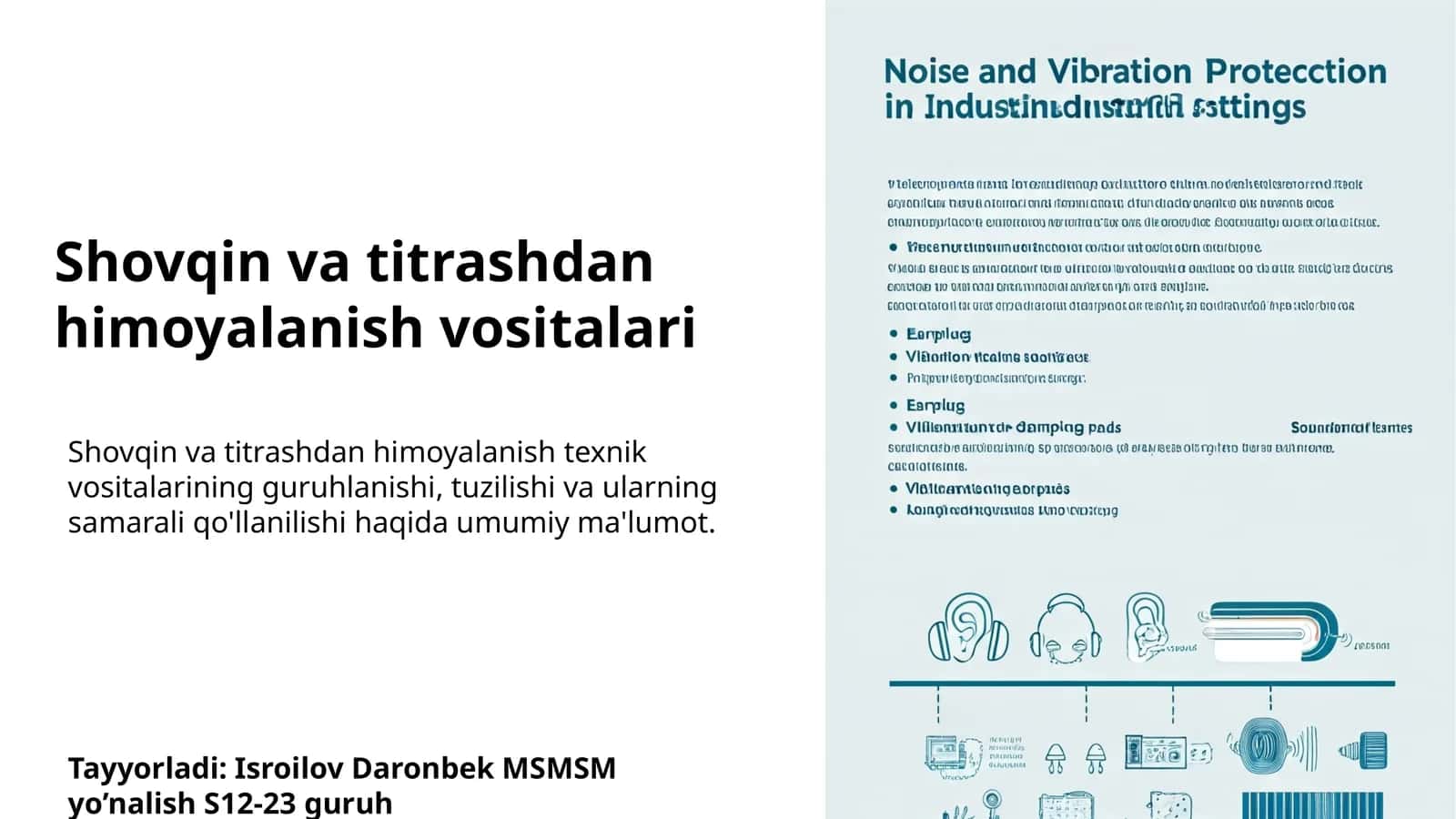 Shovqin va titrashdan himoyalanish vositalari 1
