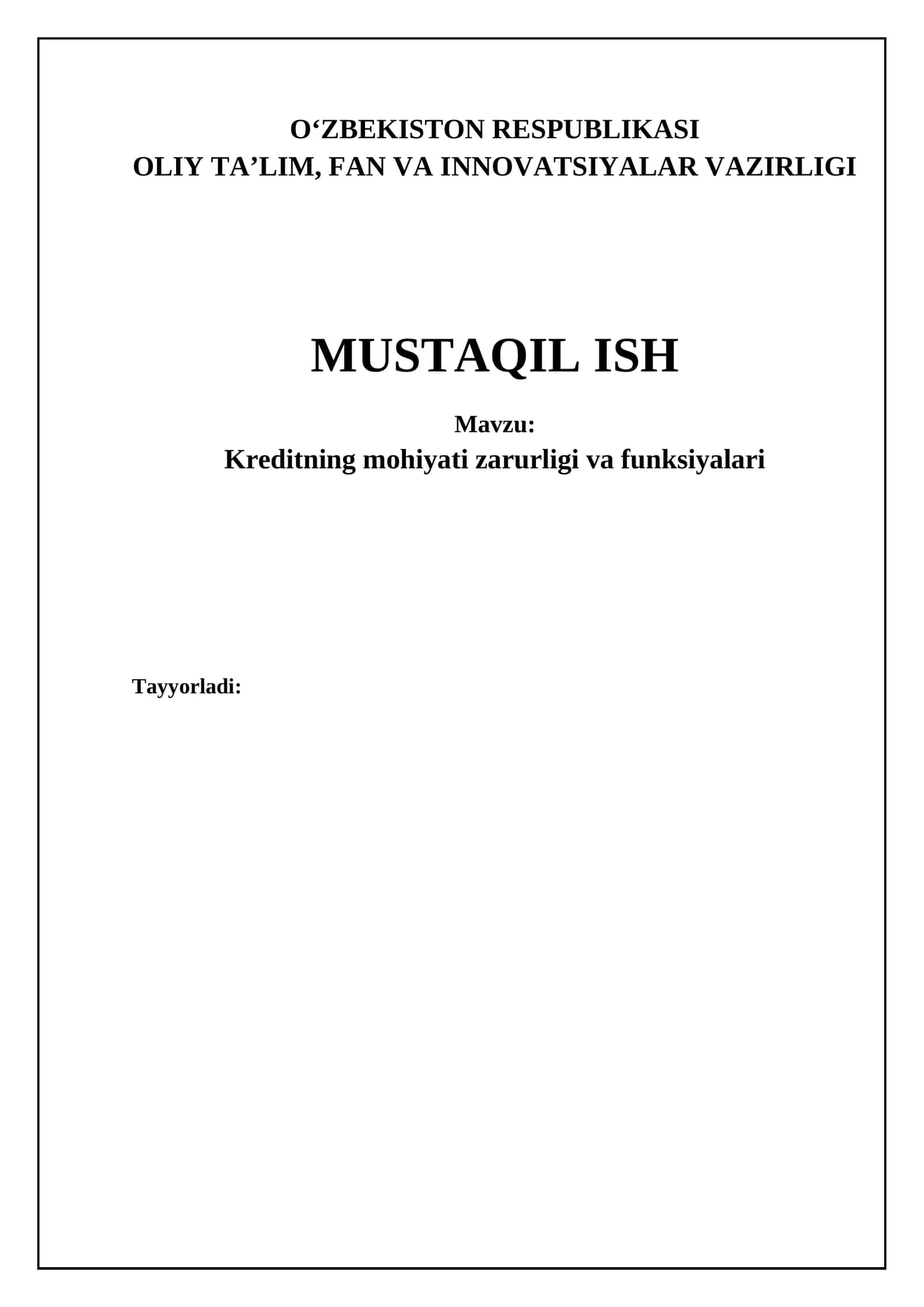 Kreditning mohiyati zarurligi va funksiyalari 1