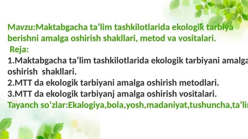 Ekologik tarbiya 1