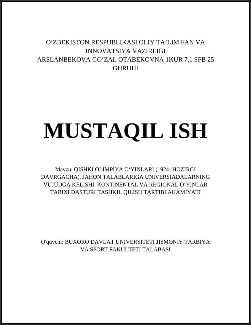 QISHKI OLIMPIYA OʻYINLARI (1924- HOZIRGI DAVRGACHA) 1