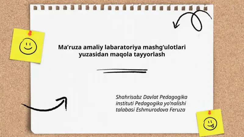 Maʼruza amaliy labaratoriya mashgʻulotlari yuzasidan maqola tayyorlash 1