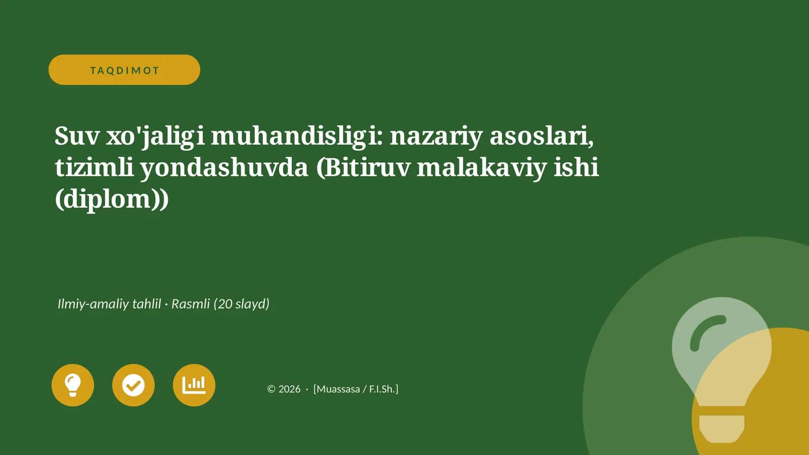 Suv xo'jaligi muhandisligi: nazariy asoslari, tizimli yondashuvda (Bitiruv malakaviy ishi (diplom)) 1