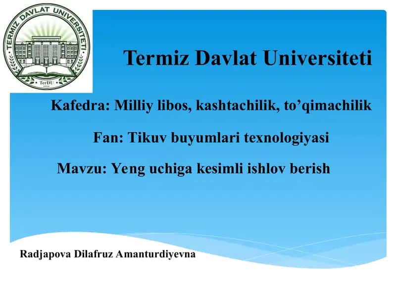 Yeng uchiga kesimli ishlov berish 1