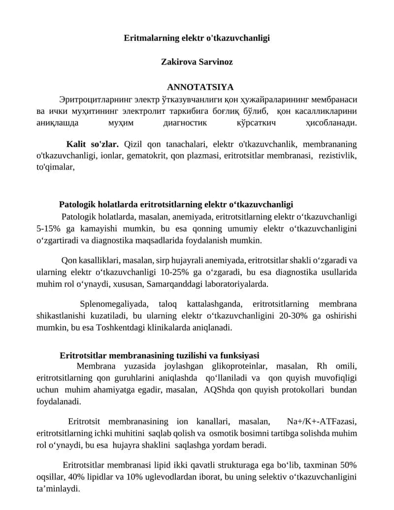 Eritmalarning elektr o'tkazuvchanligi 1