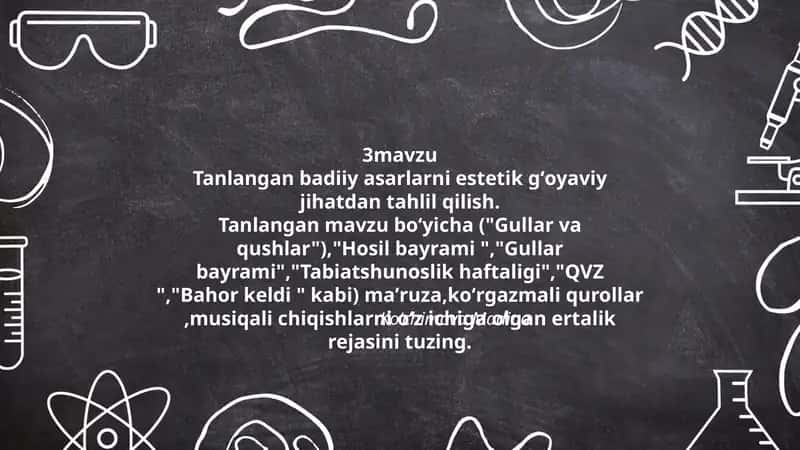 Tanlangan badiiy asarlarni estetik gʻoyaviy jihatdan tahlil qilish 1