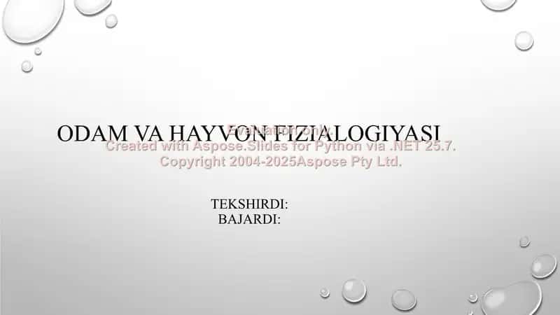 Odam va hayvon fizialogiyasi 1